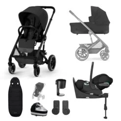 Cybex Balios S Lux 10 Piece Luxury Travel System Bundle - Moon Black