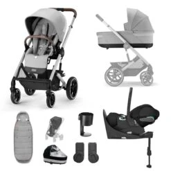 Cybex Balios S Lux 10 Piece Luxury Travel System Bundle - Lava Grey
