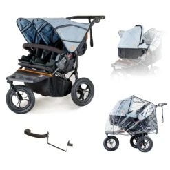 Out N About Nipper V5 Double Newborn/Toddler Starter Bundle - Rocksalt Grey