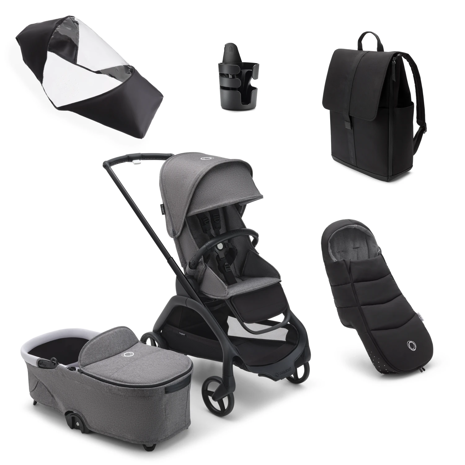 Bugaboo Dragonfly Essential Pushchair Bundle - Graphite/Grey Melange Complete 3 Bugaboo Dragonfly Essential Pushchair Bundle - Graphite/Grey Melange Complete