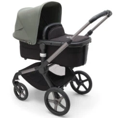 Bugaboo Fox 5 - Graphite/Midnight Black Base With Sun Canopy -Baby Products Series LargeJPG 100167010 fox5 gra bassinet black forest green sideshot