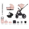 Venicci Tinum Upline 11 Piece Travel System Bundle - Misty Rose