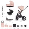 Venicci Tinum Upline 12 Piece Travel System Bundle - Misty Rose -Baby Products Series Tinum Upline Misty Rose Bundle 3 1 IQ Base