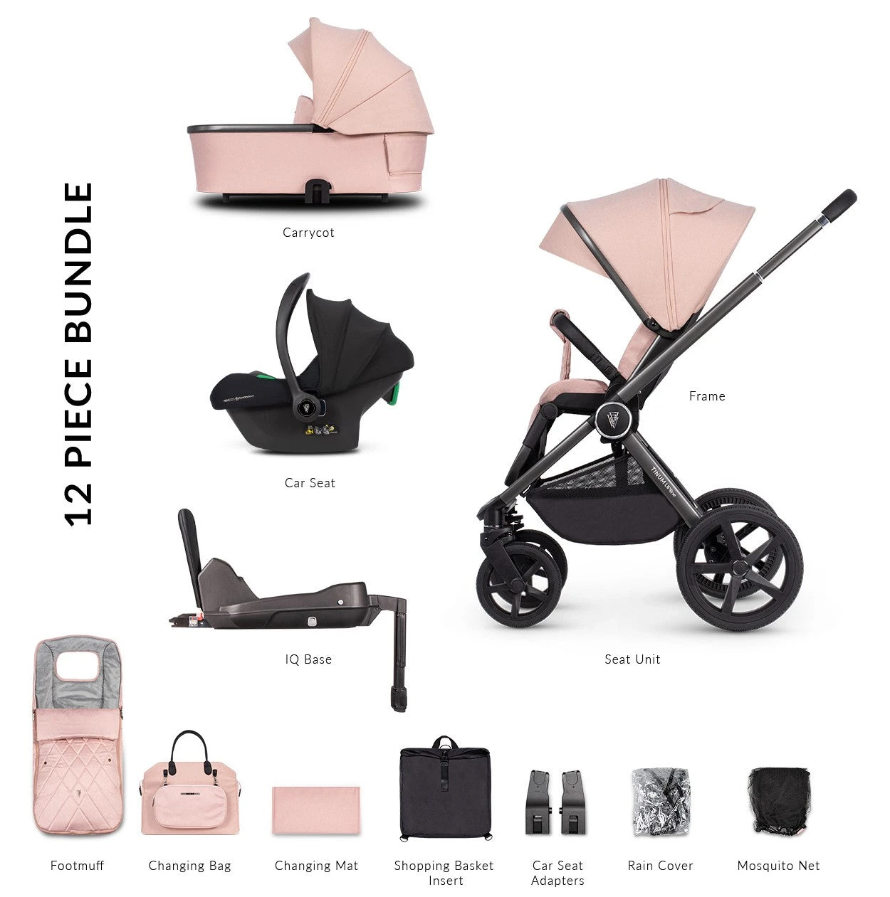 Venicci Tinum Upline 12 Piece Travel System Bundle - Misty Rose 3 Venicci Tinum Upline 12 Piece Travel System Bundle - Misty Rose