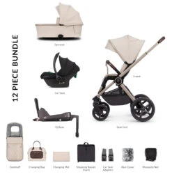 Venicci Tinum Upline 12 Piece Travel System Bundle - Stone Beige