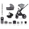Venicci Tinum Upline 11 Piece Travel System Bundle - Slate Grey -Baby Products Series Venicci Tinum Upline Slate Gray Bundle 3 1 Cosmo