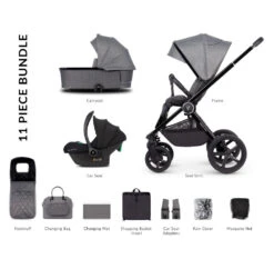 Venicci Tinum Upline 11 Piece Travel System Bundle - Slate Grey