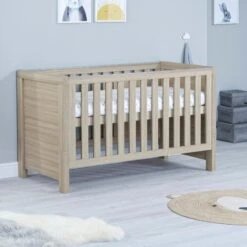 Luno Cot Bed - Oak -Baby Products Series babymore luno cot bed oak p17692 114085 zoom