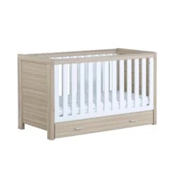 Luno Cot Bed - White Oak -Baby Products Series babymore luno cot bed white oak p17693 114089 zoom