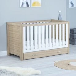 Luno Cot Bed - White Oak -Baby Products Series babymore luno cot bed white oak p17693 114091 zoom