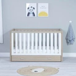 Luno Cot Bed - White Oak -Baby Products Series babymore luno cot bed white oak p17693 114093 zoom