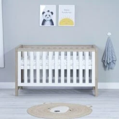 Luno Cot Bed - White Oak -Baby Products Series babymore luno cot bed white oak p17693 114094 zoom