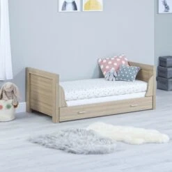 Luno Cot Bed - White Oak -Baby Products Series babymore luno cot bed white oak p17693 114096 zoom