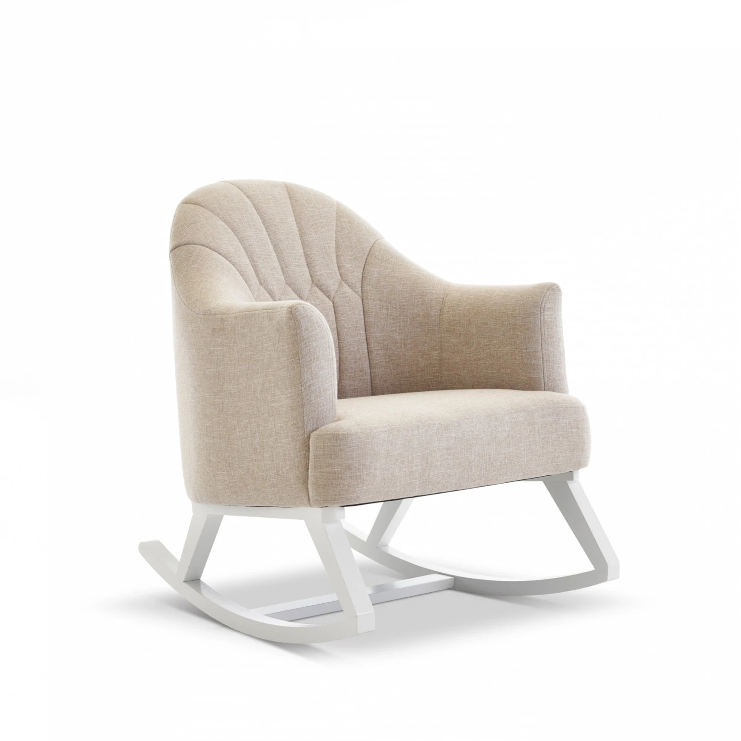 Round Back Rocking Chair - White/Oatmeal 3 Round Back Rocking Chair - White/Oatmeal