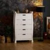 Stamford Sleigh Tall Chest Of Drawers - White -Baby Products Series obaby stamford sleigh tall chest of drawers white p10791 137136 image