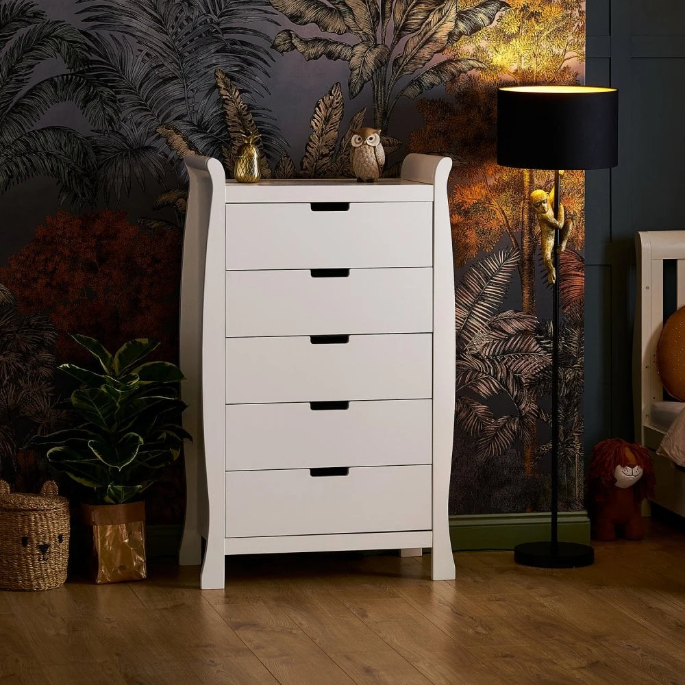 Stamford Sleigh Tall Chest Of Drawers - White 3 Stamford Sleigh Tall Chest Of Drawers - White